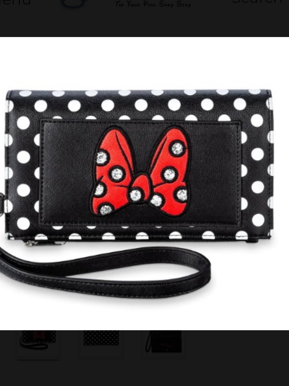 Disney MINNIE MOUSE BOW  Polka Dot Wristlet Wallet with Red Bow Accent